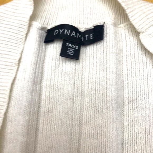 DYNAMITE Ribbed White Cardigan - Picture 3 of 3